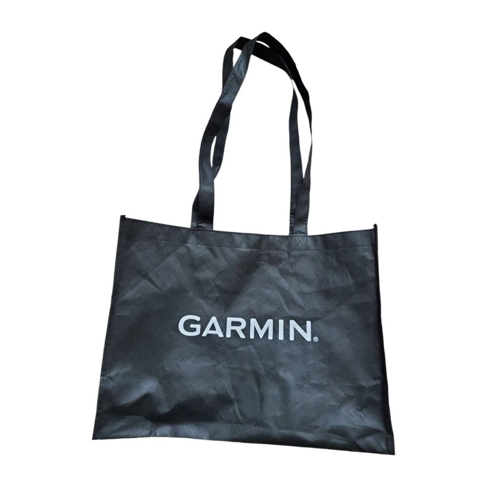 Garmin Tote Black Reusable Travel Shop Outdoor Shoulder Bag Graphic Logo 15"x15"
